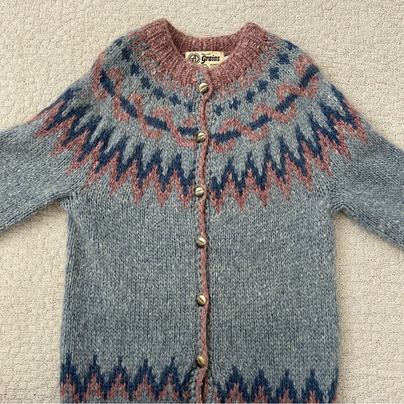 David Grains VTG Sweater Large? Cardigan Wool Icelandic Lopi Nordic Fair Isle - Picture 3 of 11